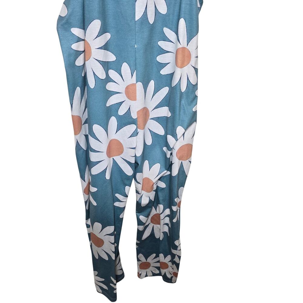 Unbranded Multicolor Floral Daisy 70s Mod Hippie Jumpsuit Wide Leg Sleeveless - Picture 4 of 7